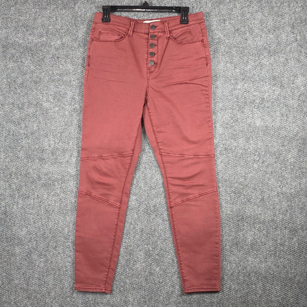 Mudd Women Junior 11 High-Rise Jegging Dusty Rose Button Fly Moto Seam